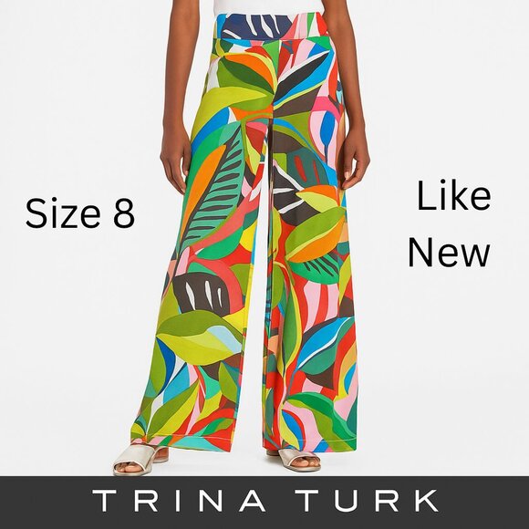 Trina Turk Pants - Trina Turk Long Weekend Botanical Wide Leg Pants Size 8
